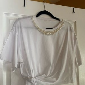 Brand new white crop top pearl top